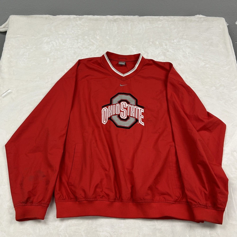 Nike center check Windbreaker Pullover Mens Red Ohio State Buckeyes Embroidered